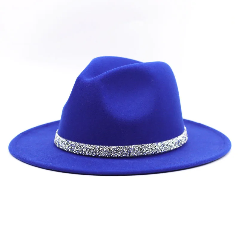 

Silver Bright Diamond Top Hat With Big Brim Felt Hat Fashion Big Side Jazz Big Brimmed Felt Hat Fashion Elegant Ladies Top Hat