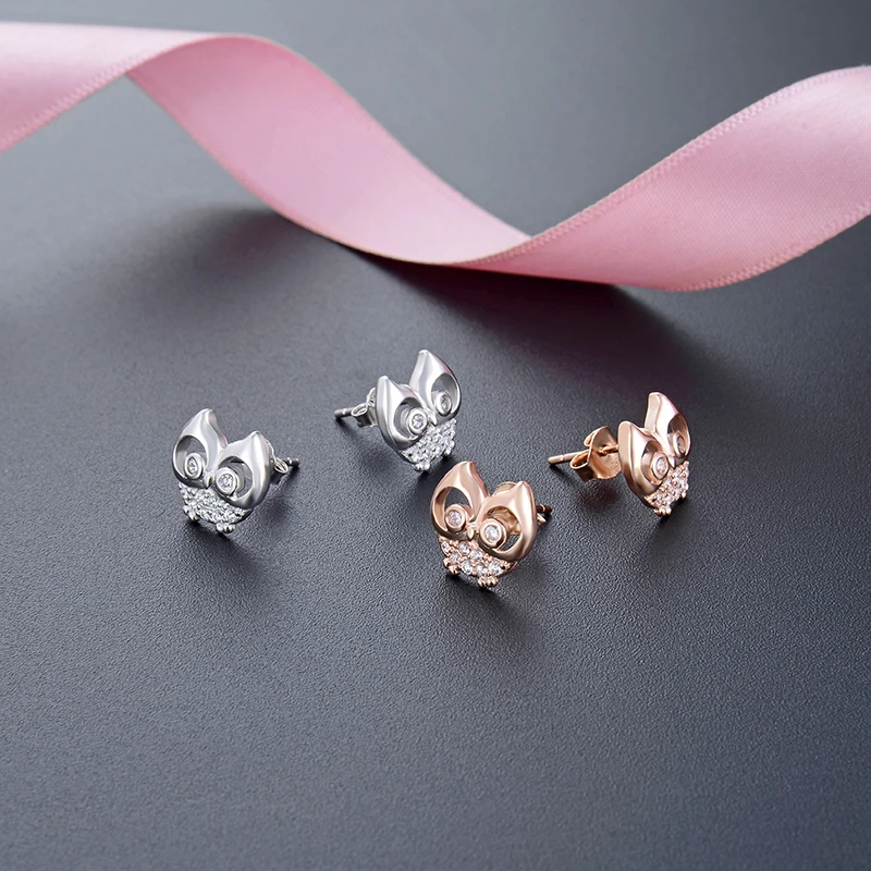 Благородные женские серьги из чистого серебра 925 пробы розового золота в форме