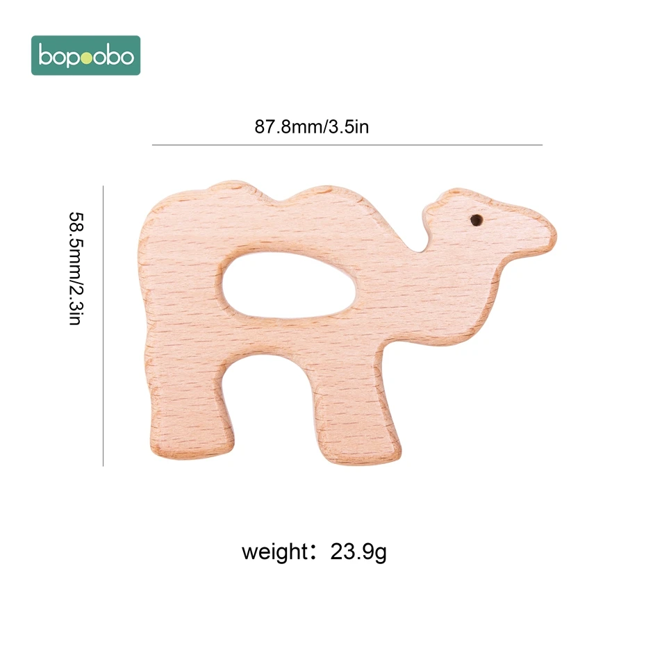 Camel Bopoobo 5 шт. деревянный Прорезыватель для еды, из бука, деревянные животные, детские игрушки для новорожденных, подвеска, соска, комплект для медицинских процедур, Детские трофеи - Цвет: Camel