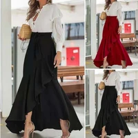 polyester spandex asymmetrical skirt summer western style pure splicing loose outdoors pop style