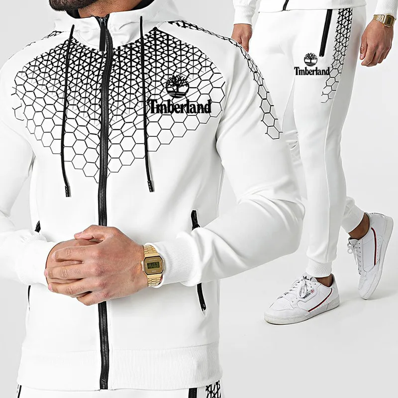 

Новинка, повседневная спортивная одежда, мужской комплект из 2-х предметов с принтом логотипа, спортивная одежда, куртка на молнии с капюшон...