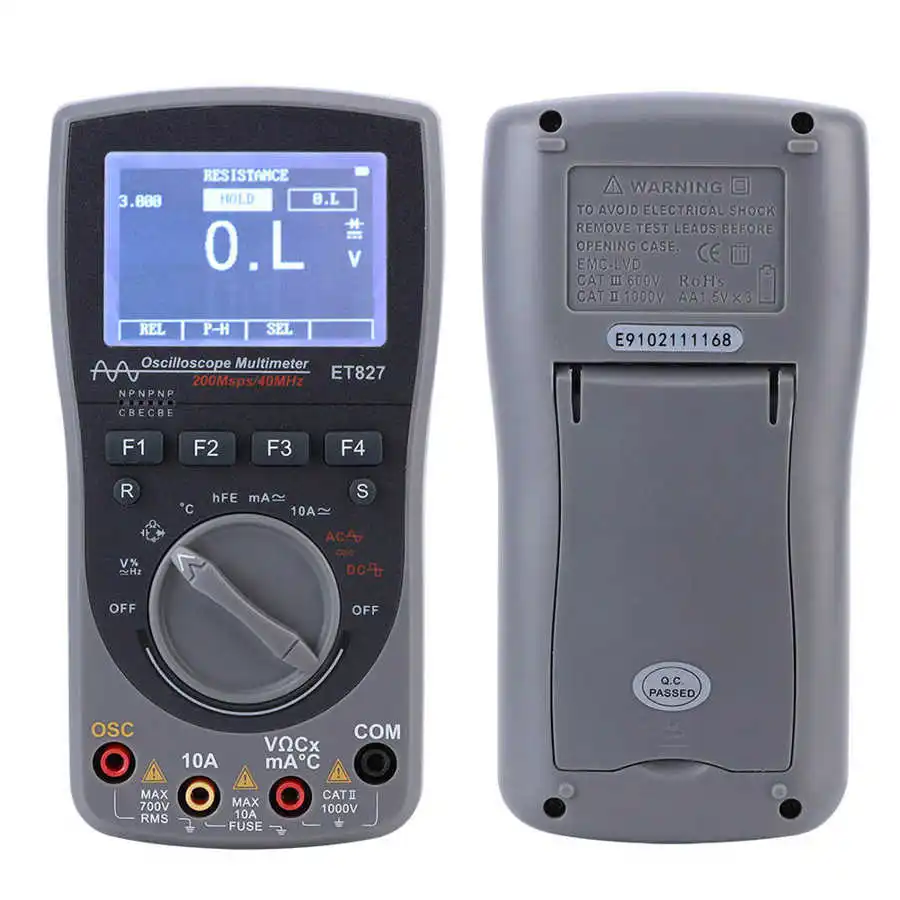 ET827 Multimeter 2 in 1 High Definition Screen 40Mhz 200Msps Handheld Professional Digital counts Meter Tester | Инструменты