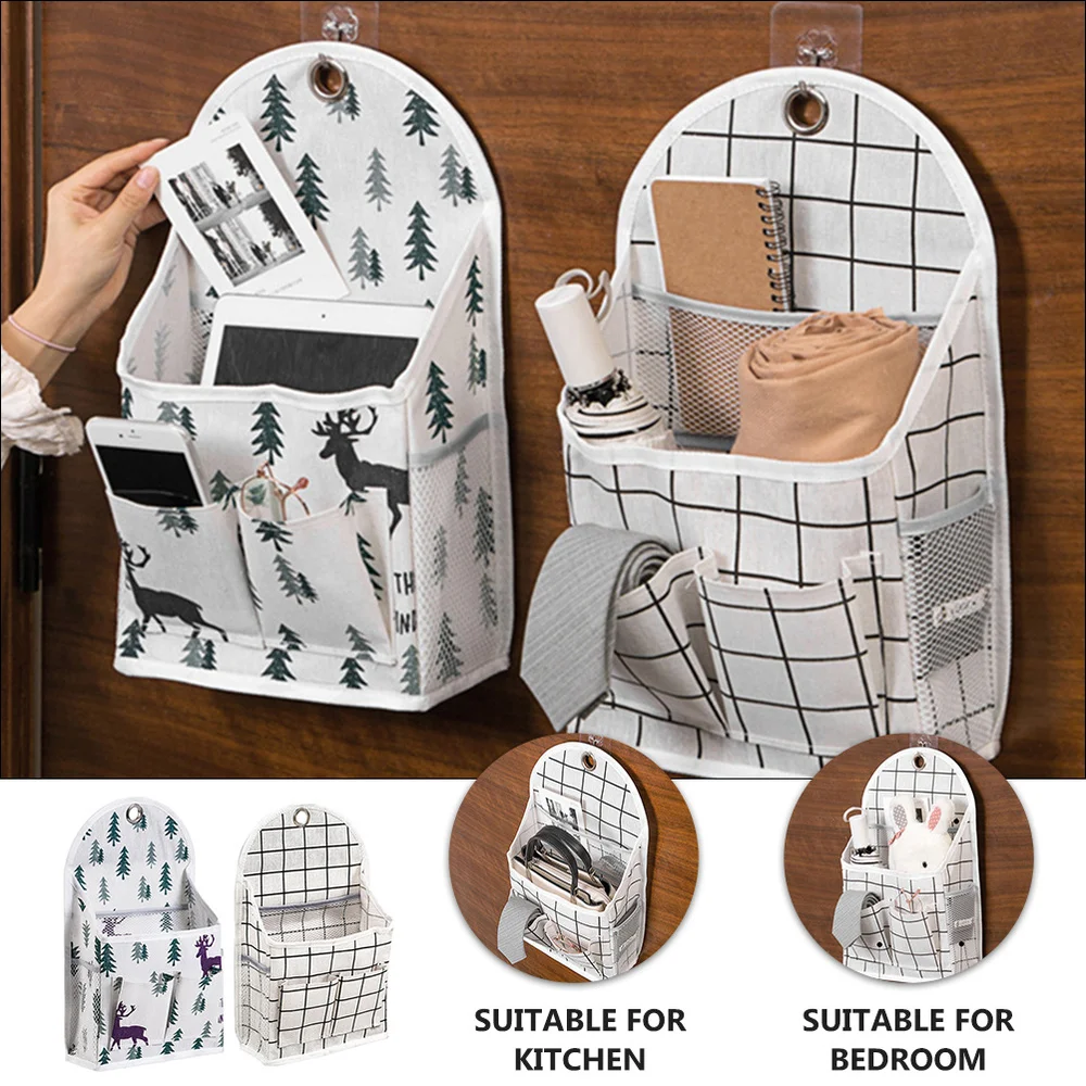 

2pcs Multipurpose Hanging Pouch Wall-side Hanging Bag Door Back Storage Bag