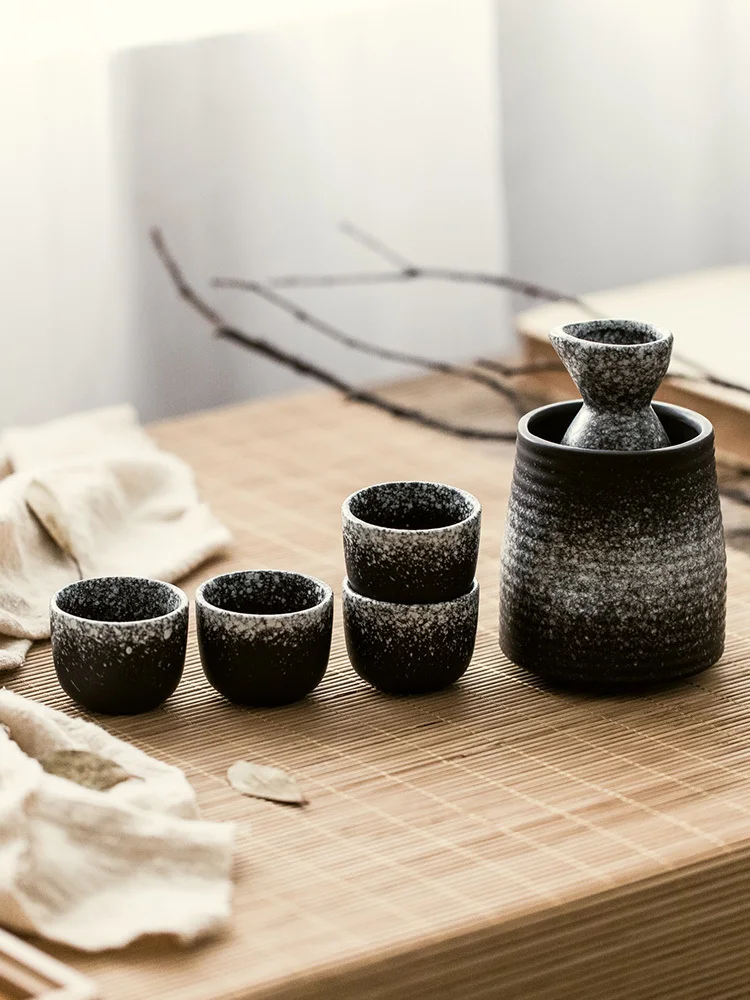 Керамический набор сакэ в японском стиле ретро теплый горячий горшок для вина