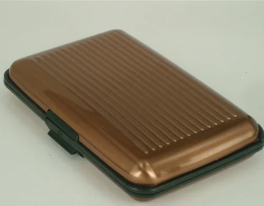 BROWN Anti Rfid Wallet Blocking Reader Lock Bank Card Holder Id Bank Card Case Protection Metal Credit NFC Holder Aluminium - Цвет: BROWN