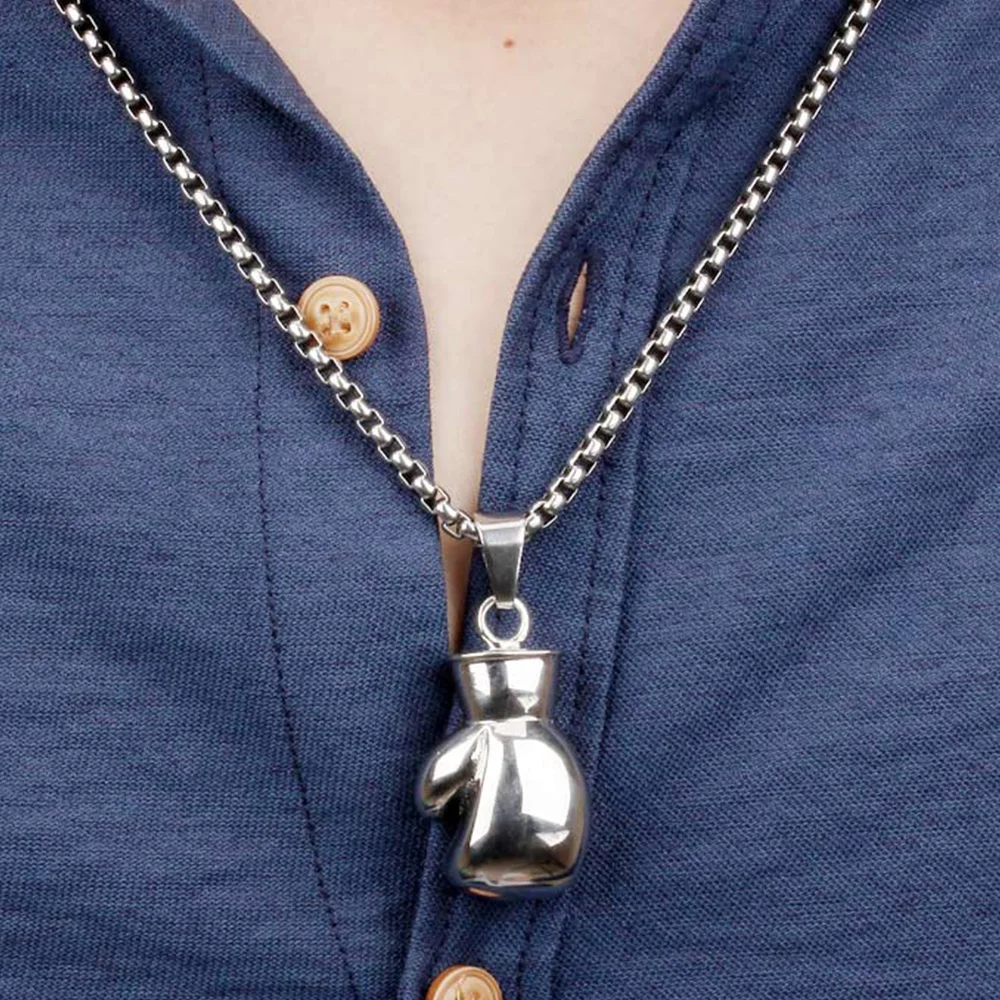 JHSL Men Statement Boxing Glove Necklace Pendants Stainless Steel Black Gold Color Sports Fashion Jewelry Dropship GX1018 | Украшения и