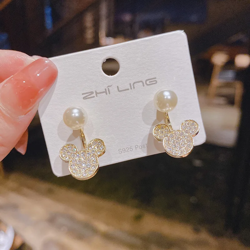 

Cute Mouse Earrings Stud Wholesale Charm Pearl Crystals Anime Bear Creative Piercing Modern Jewelry For Women 2022 New Gift