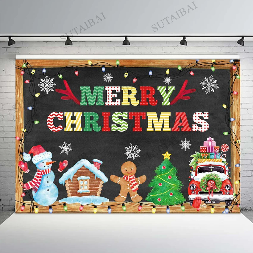 

Рождественский фон для фотосъемки, украшение для вечерние, баннер, снеговик, имбирь, сосна, автомобиль, Подарочный фон, фотобудка