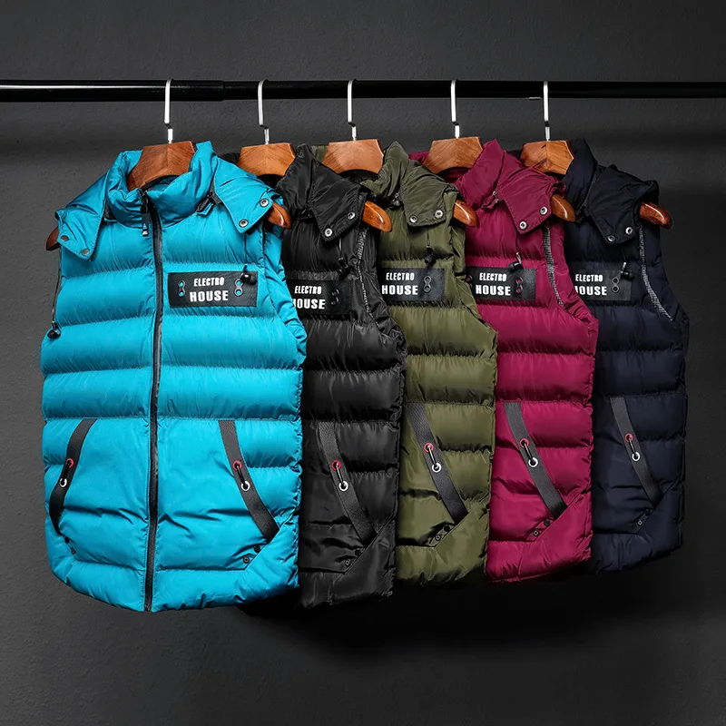 Новый мужской жилет с капюшоном спиннинг хлопок Повседневный Осень Зима тонкая