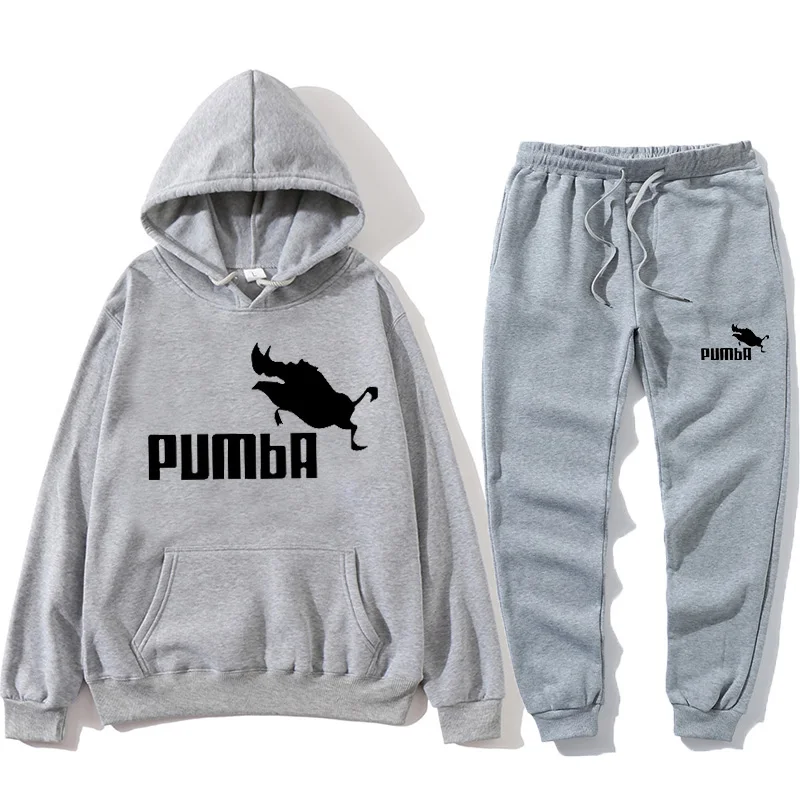 

Hot 2020 autumn and winter brand sweatshirt suit men's high-quality Pumba letter printed women's fashion men's hoodies + pants