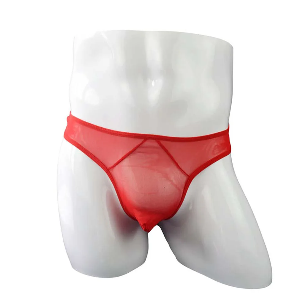 Сексуальные мужские прозрачные трусики стринги с трехмерным вырезом сетчатые