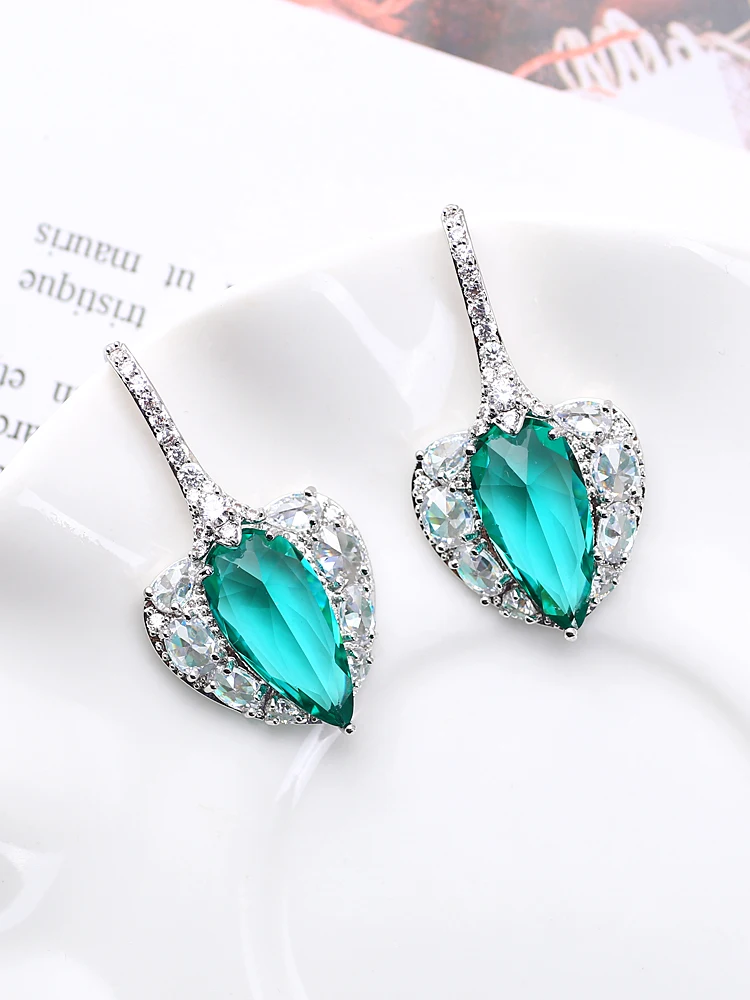 

Luxury Peach Heart Shape Earrings Women Fashion Banquet Drop Earrings New Cubic Zirconia Jewelry