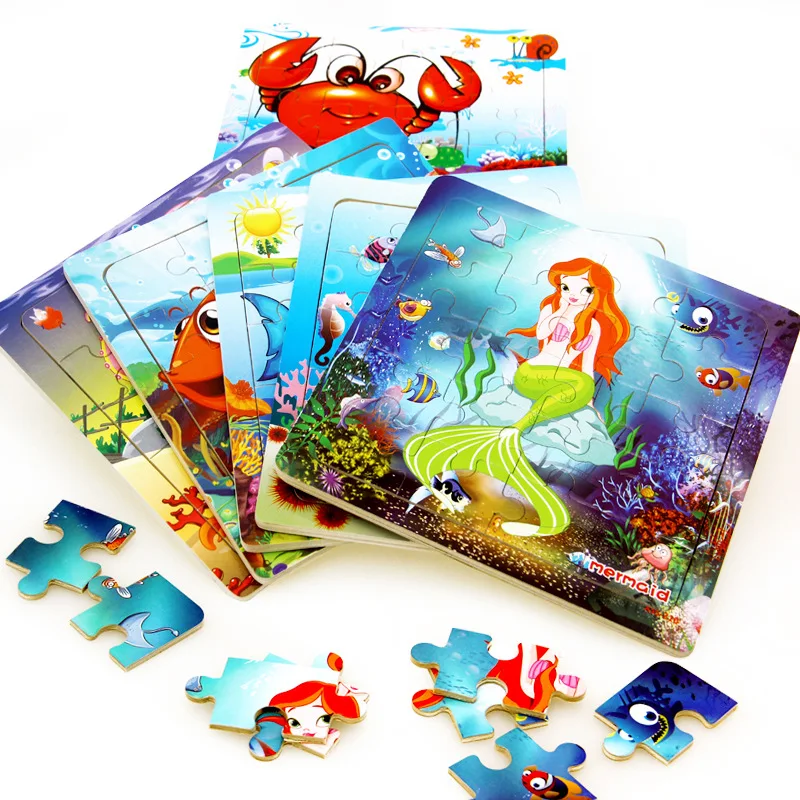 Детский пазл головоломка 20 деревянных элементов игрушка Морская жизнь|Пазлы| |