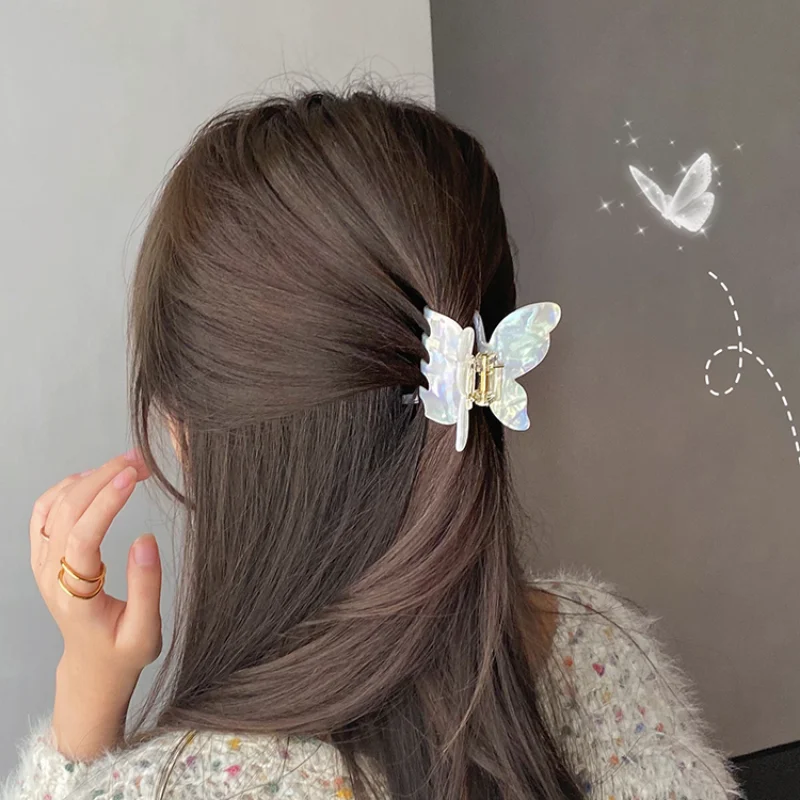 

Women Acetate Resin Butterfly Hair Claw Sweet Fairy Butterfly Hairpin Clip Gradient Fashion Styling Tools Barrettes for Girls