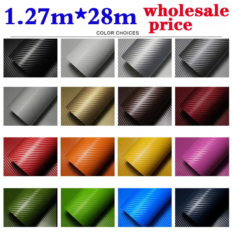 1 27*28 м 3D углеродное волокно виниловая Автомобильная оберточная пленка рулон
