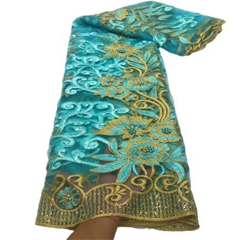 

Новейшие яркие африканские камни/бусины, кружевная ткань, французские сетчатые кружева высокого качества 2022, зеленая нигерийская кружевна...