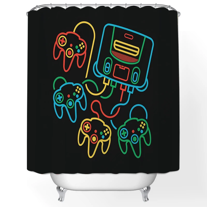 

Waterproof Game Console Curtain Animal Shower Curtain Polyester Showering Home Decoration Curtains Bathroom Gamepad