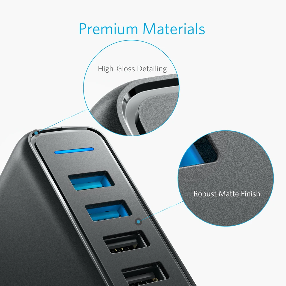 Новое Сетевое зарядное устройство Anker Quick Charge 3 0 63 Вт с 5 портами USB PowerIQ PowerPort Speed для