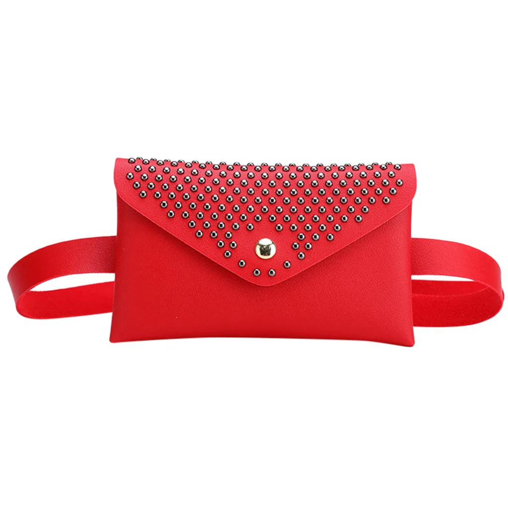 Модная женская поясная сумка с заклепками из искусственной кожи удобная