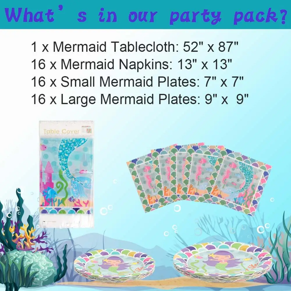 Mermaid set День рождения Русалка украшение одноразовая посуда набор бумажные салфетки тарелки скатерть с русалкой украшение для вечерние - Цвет: Mermaid set