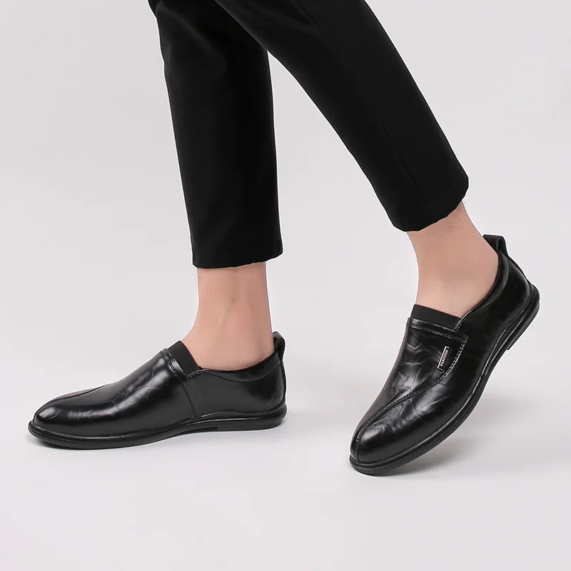 Мужские деловые туфли черные повседневные кожаные большой размер 45 весна-осень