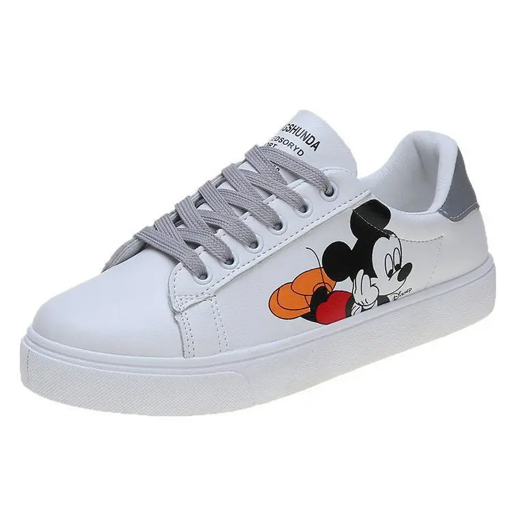 Весна 2020 Новинка Белые туфли с Микки Маусом Женская обувь в стиле ретро