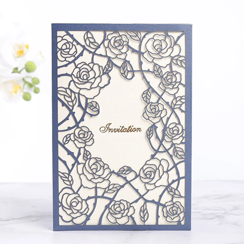 1 шт. РОЗА ФЛОРА лазерная резка свадебные пригласительные открытки бизнесмена