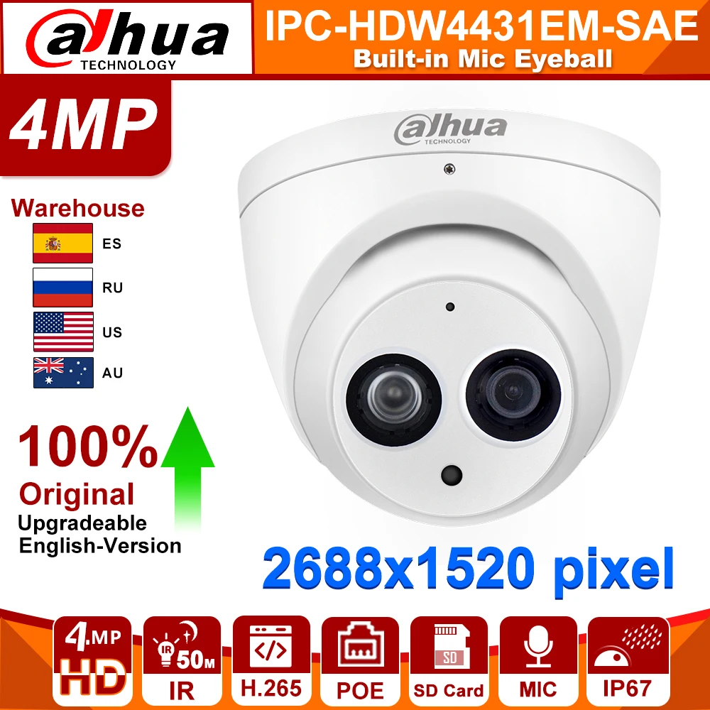 Оригинальная ip камера Dahua 4 МП стандартная видеонаблюдения с микрофоном Epoe