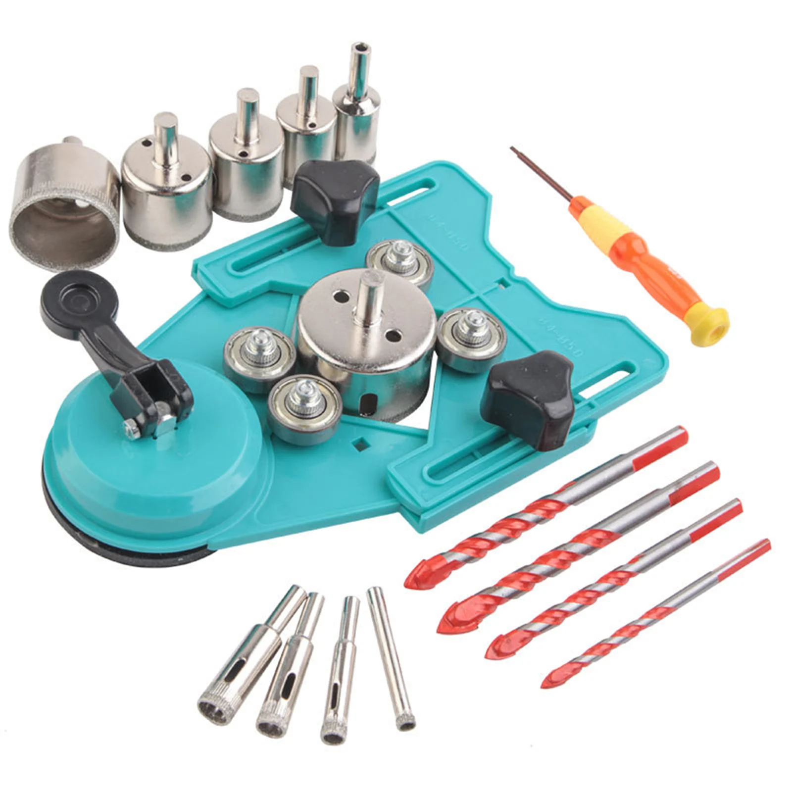 

Professional Hole Saw Fixator Set, High Hardness Rubber Suction Cup Locator Perforated Tool for Glass Marble Ceramic Tiles