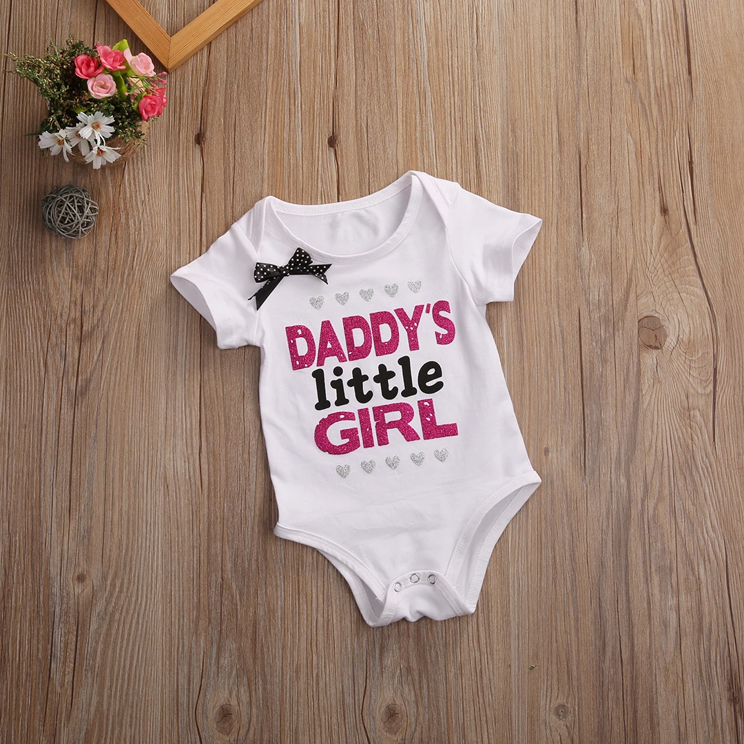 Боди для маленьких девочек с принтом папа мама маленькая принцесса летние