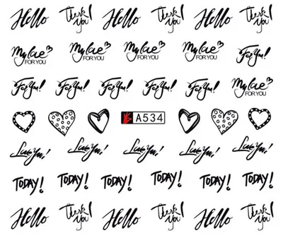 

Наклейка для ногтей художественное украшение английская буква сердце слайдер клейкая переводная картинка переводки маникюрный лак аксесс...