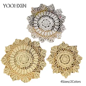 Круглая кружевная хлопковая подставка для стола ручной работы, коврик для чайного Салфетка под тарелку, кружка для рождественские подставки для стакана, свадьбы, кухни