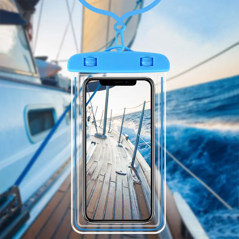 

IPX8 Fluorescent HD Transparent Universal Waterproof Phone Bag For iPhone 11 X 8 7 6 SE2 Xiaomi Clear Soft Pouch PV Cover Coque
