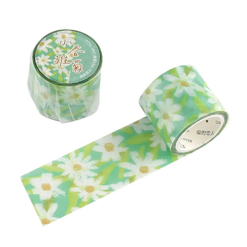 

Romantic Floral Flower PET Tape Leaves Decorative Diy Adhesive Label Stickers Masking Washi Tapes for Scrapbooking Diary Journal
