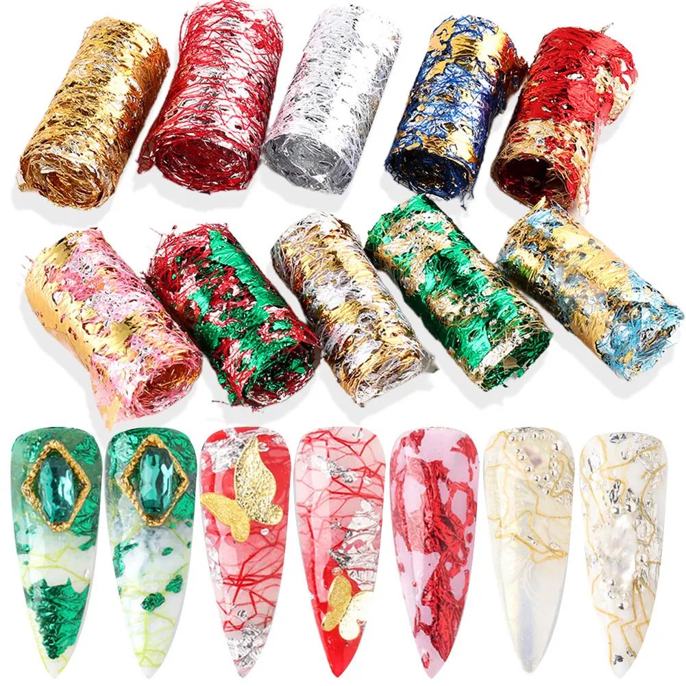 1 Box Adhesive Mulitcolor Paper Broken Net Nail Art Stickers Decals Manicure Decor DIY Tips Slider Papers Decoration | Красота и