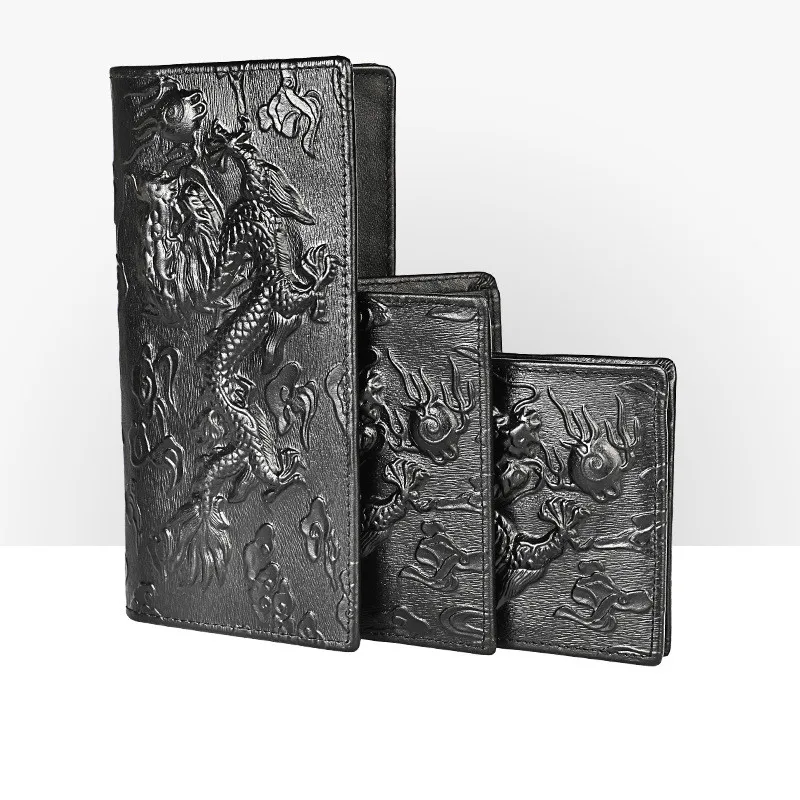 Мужской винтажный кошелек из крокодиловой кожи Dragon двойной воловьей с объемными