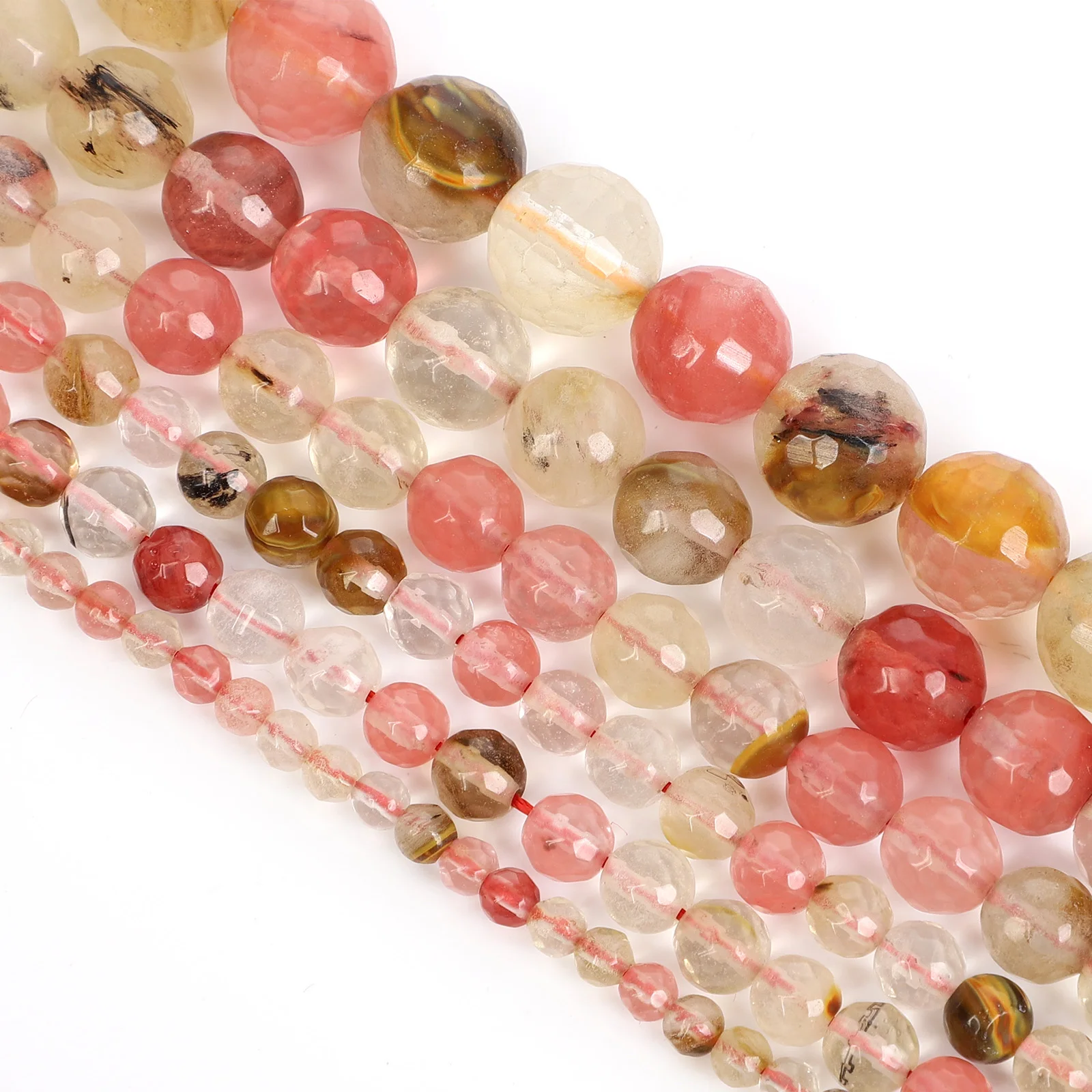 Бусины из натурального камня с гранями нитка 15 дюймов разные цвета арбуз