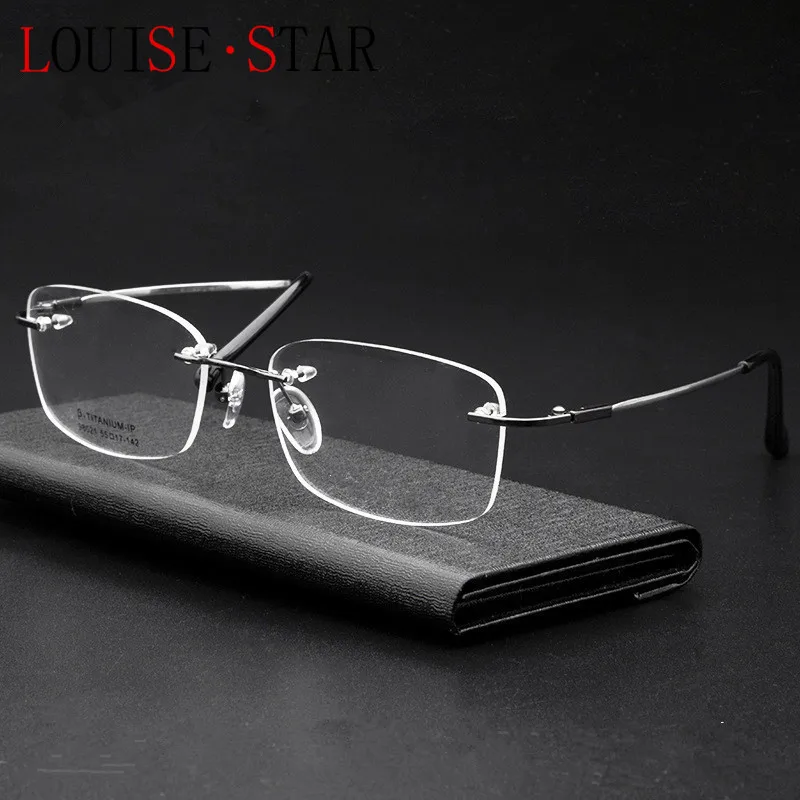 

New Product Ultra-Light Titanium Alloy Frameless Mirror Men's Fashion Light Luxury Art Fan Optical Mirror Prescription Myopia