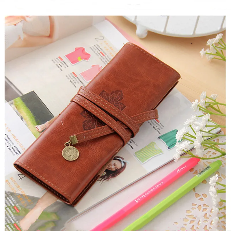 1 шт. винтажные чехлы для карандашей из пу кожи|pencil case|retro pencil caseretro |