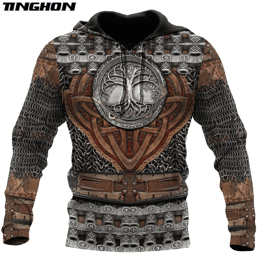 

Худи мужское с 3D-принтом викингов и воинов, на цепочке