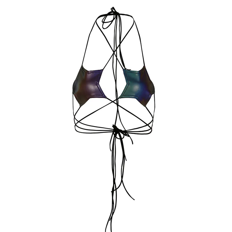 

Bikini Noctilucent Nightclub Sexy Bra Laser Reflective Suspender Club Lady Camis Aurora High Street Summer Beach Women Swimsuit