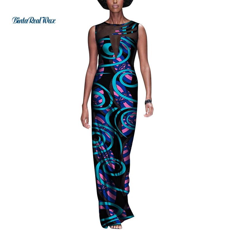 

African Woman Dresses Sleeveless Long Dress for Women Party Dress Mermaid Dress Vestido Bazin African Lady Clothing CustomWY7496