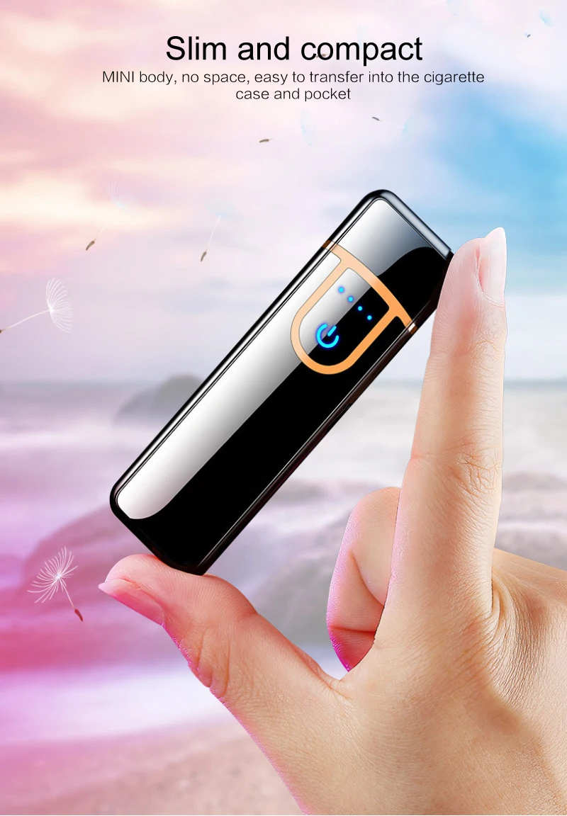 USB электрическая зажигалка с двойной дугой для сигарет металлическая плазменная