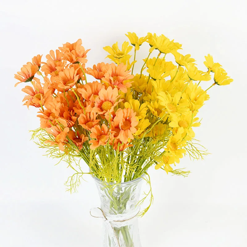 Artificial Daisy Flowers for Home Christmas Wedding Garden Decoration DIY Vase FlowerPot Decor Bridal Bouquet Silk Fake Flower | Дом и сад