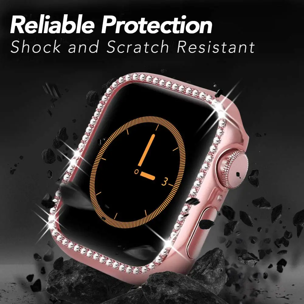 Чехол со стразами для apple watch Series 4 5 40 мм/44 мм iWatch, защитный чехол для экрана, чехол для apple Watch 38 мм/42 мм
