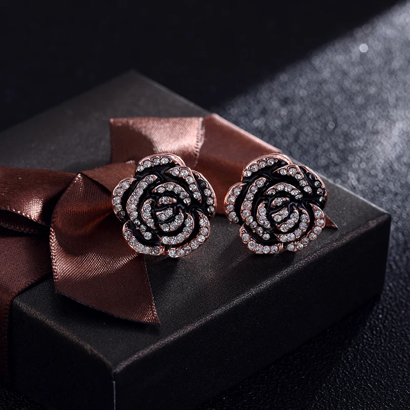 Luxury Brand Designers Jewelry Camellia Flower Earring Fashion Gold Color Stud Earring For Women