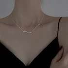 Ожерелье-волна из серебра 925 пробы для женщин, сверкающее ожерелье-цепочка длиной до ключиц с фианитом, ювелирные изделия, S-N731