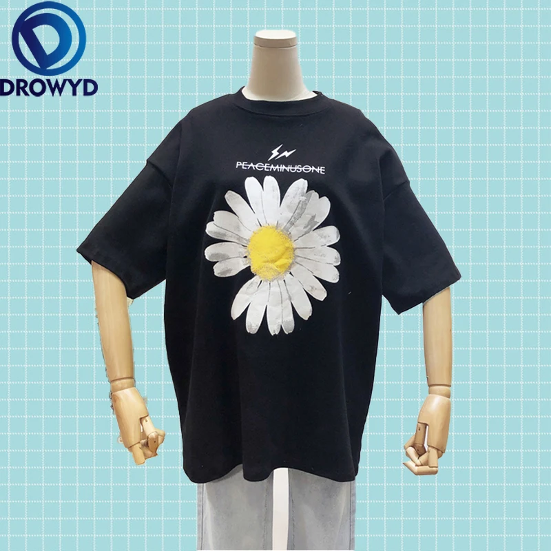 

Summer Loose Tops Oversized T-shirt Women Harajuku Fashion New Black White Floral Print Casual O-neck Tees Short Sleeve T-shirt