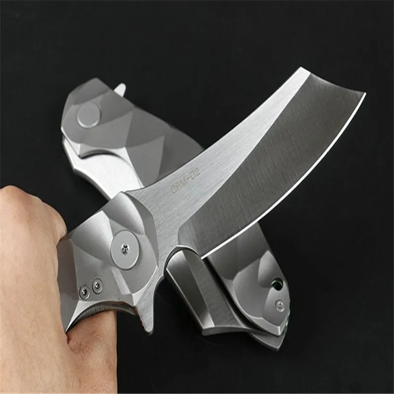 Складной быстрооткрывающийся нож Wolf с титановой ручкой (тип бритвы) D2 титановый