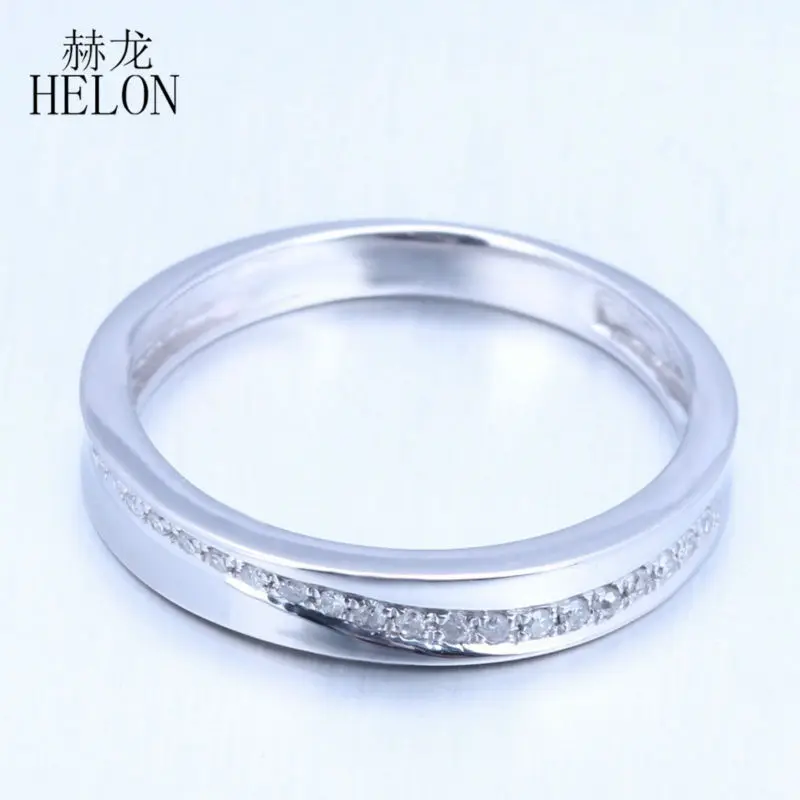 HELON Solid 10k белое золото подлинное натуральное бриллиантовое обручальное кольцо женское прекрасное ювелирное дело юбилейное кольцо